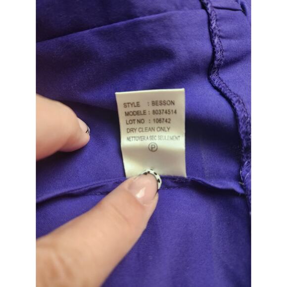Theory Top Womens M Besson Purple Pleated Button-up corpcore colorful office - Picture 8 of 8